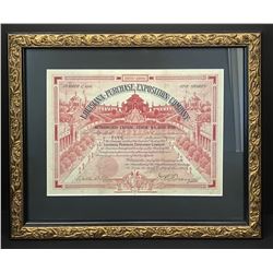 Rare 1903 Capital Stock Certificate for the Louisiana Purchase Exposition Celebration