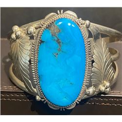 Bright Blue Turquoise with Brown Matrix Bracelet  CJ Hallmark