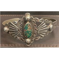 1940's Harvey style Bracelet Dark green turquoise stone