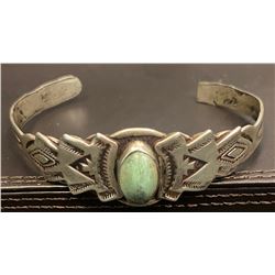 1940's Harvey Style Light Green Turquoise Cabochon Bracelet