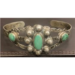 1940's Harvey Style 3 turquoise stone bracelet