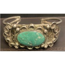 1940's Harvey Style Large Green Turquoise Bracelet