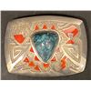 Image 1 : An Amazing Michael Perry Buckle using Lone Mountain Turquoise and Coral
