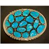 Image 3 : Belt Buckle signed JP with 18 Kingman Turquoise Stones