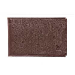 Louis Vuitton Brown Taiga Leather Bifold ID Cardholder Wallet