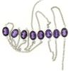 Image 4 : 14k White Gold 8 ctw 8 Station Amethyst by the Yard 20" Cable Link Chain Necklac
