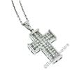 Image 9 : 18kt White Gold 1.31 ctw Invisible Set Princess Cut Diamond Cross Pendant Neckla