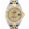 Image 1 : Rolex Ladies 2 Tone Yellow Gold Champagne Diamond Lugs & Pyramid Datejust Wriswa