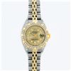 Image 2 : Rolex Ladies 2 Tone Yellow Gold Champagne Diamond Lugs & Pyramid Datejust Wriswa
