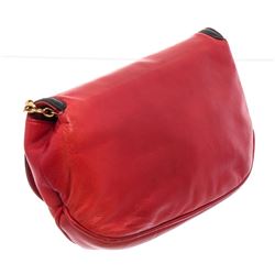 Chanel Red Black Lambskin Leather CC Chain Flap Shoulder Bag