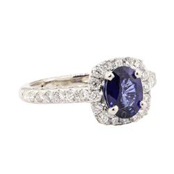 2.06 ctw Blue Sapphire And Diamond Ring - 14KT White Gold