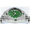 Image 5 : Rolex Ladies Stainless Steel Green Diamond & Emerald Datejust Wristwatch