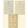 Image 1 : Medal - CZECHOSLOVAKIA - LOT OF THREE AWARDING DOCUMENTS