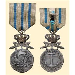 Medal - ROMANIA - Medal of &quot;The Maritime Virtue&quot;, second class with crown and swords, firs