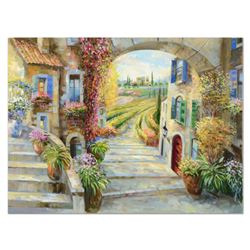 Vadik Suljakov, "Walk Into Tuscany" Original Oil Painting on Canvas, Hand Signed with Letter of Auth