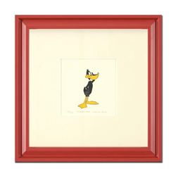 "Daffy Duck" Framed Limited Edition Etching with Hand-Tinted Color and Numbered.