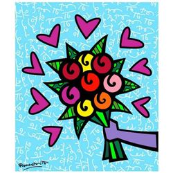 Romero Britto "Thank You" Hand Signed Limited Edition Giclee on Canvas; COA