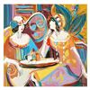 Image 1 : Isaac Maimon, "Sharing Love Stories" Original Acrylic Painting, Hand Signed with Certificate of Auth
