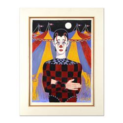 George Crionas (1925-2004), "Pierrot" Original Acrylic Painting, Hand Signed with Letter of Authenti