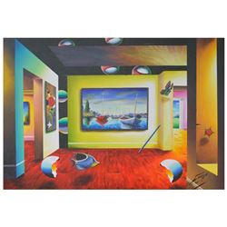 Ferjo, "Boats in the Bay" Original Painting on Canvas, Hand Signed with Letter of Authenticity.