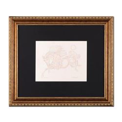 Guillaume Azoulay, "Etude AZB" Framed Original Drawing, Hand Signed with Letter of Authenticity.