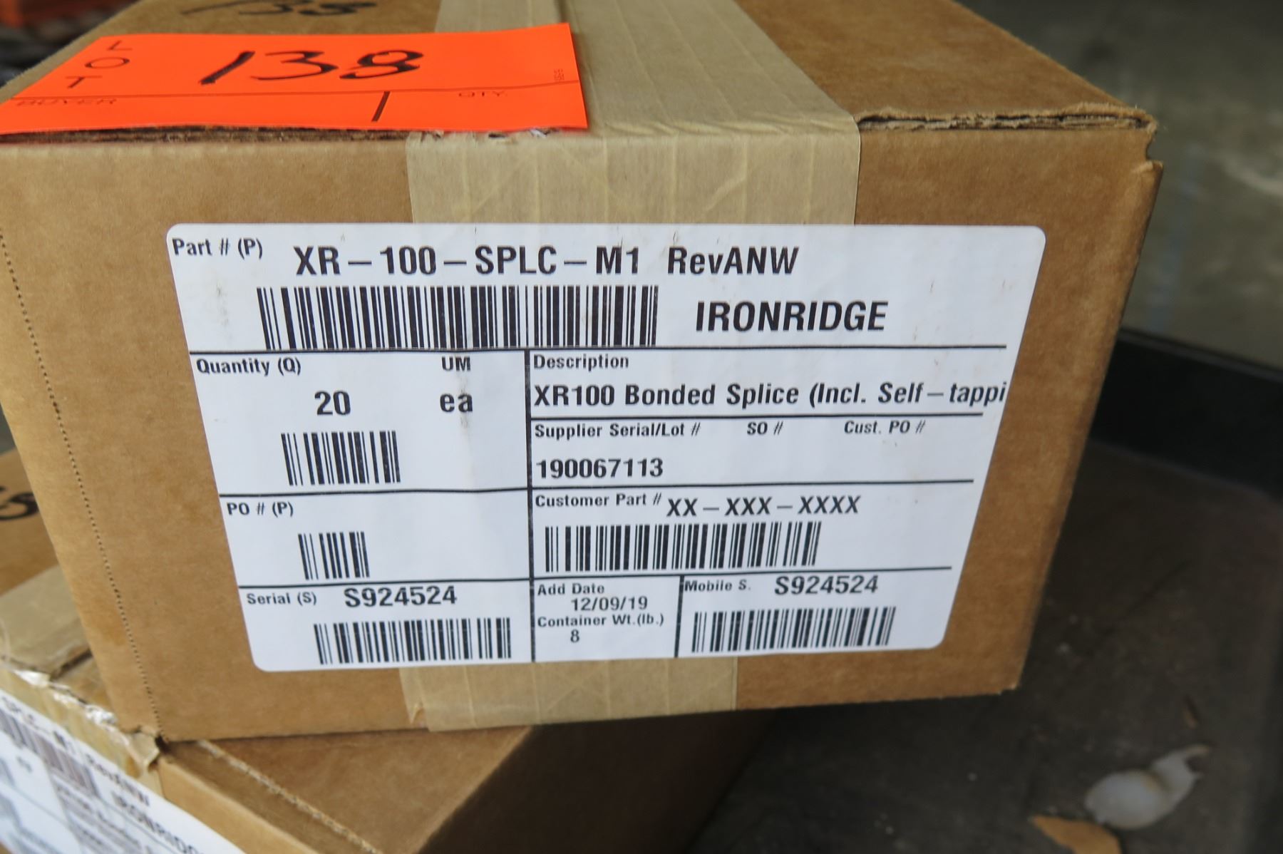 2 Boxes Ironridge XR100 Bonded Splice (20 in each box, 40 total qty)