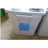 Image 2 : Qty 4 Gray Bins 4" & 4.74" Junction Boxes, Large EMT Compression Couplings, etc