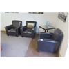 Image 8 : Qty 3 Vinyl Upholstered Chairs w/ Glass End Tables