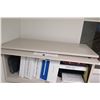 Image 8 : White "L" Shape Desk w/ Interlocking Sides, Hutch & Rolling Chair (see last photo for dimensions)