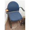 Image 1 : Stationary Blue Upholstered Chair w/ Metal Legs & Arm Rest