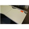 Image 6 : White "L" Shape Desk w/ Interlocking Sides, 2 File Cabinets & Chairs (see last photo for dimensions)