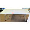 Image 1 : Heavy Duty White Plastic Portable Table w/ Folding Metal Legs