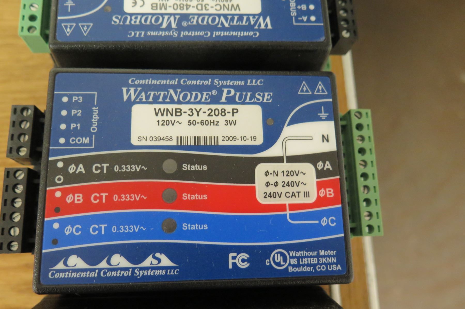 Wd Wn Control Systems Qty 5 Continental Control Systems WattNode ModBus WNC-3D-480-MB