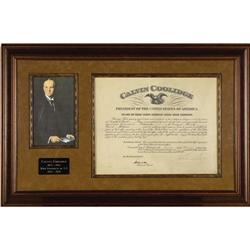 Calvin Coolidge Document Signed 