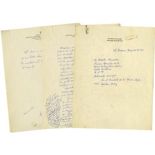 Castro Letters Fidel Castro Autograph Letter to Khrushchev