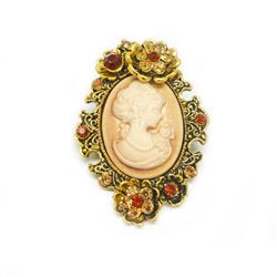 Exquisite Silhouetted Semi Precious Rhinestone Cameo