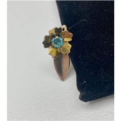 Ladies .2ct Round Cut Sky Blue Citrine Flower Earrings