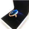 Image 1 : Ladies Rose Gold Ring With Mounted Green Semi-Precious Stone