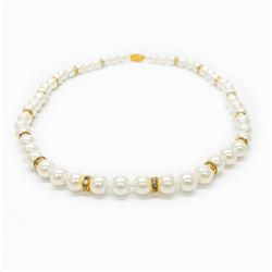 White Akoya Shell Pearl Necklace 49 Pearls In Total