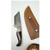 Image 2 : 8" Straight Point Damascus Blade With Beautiful Rosewood Handle Laid With Bronze Rings