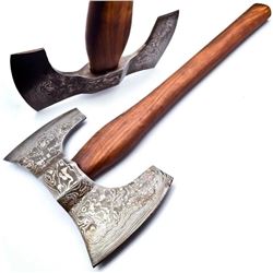 The WARRIORS Hand Made Damascus Steel Forged Double Head WAR Axe With Rose Wood Handle