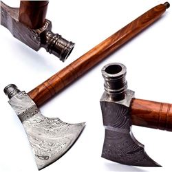 Hand Made Damascus Steel Forged Axe With Rose Wood Handle