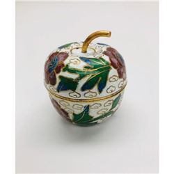 Asian Cloisonne & Enameled Floral Decorated Apple with Lid