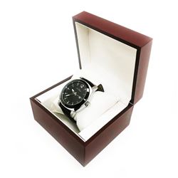 Mens L.A Banus Quicksilver Gloss Finish & Genuine Leather Band Watch