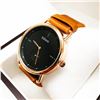 Image 2 : Edison Rose Gold Gloss Finish & Genuine Leather Band Watch