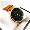 Image 3 : Edison Rose Gold Gloss Finish & Genuine Leather Band Watch