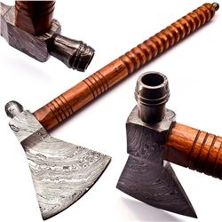 Hand Made Damascus Steel Forged Axe With Rose Wood Handle