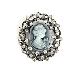 Ladies Elegant Cameo Of A Beauty With Semi Precious Stones