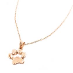 Rose Gold Tone Dog Paw Pendant Accompanied With Chain
