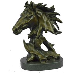 Abstract Horse Head Bronze Bust Sculpture 12" x 9"